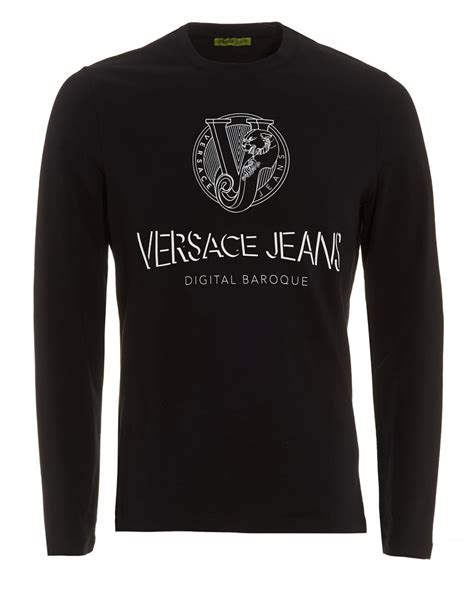 versace jeans long sleeve logo t shirt black|Versace Jeans couture official site.